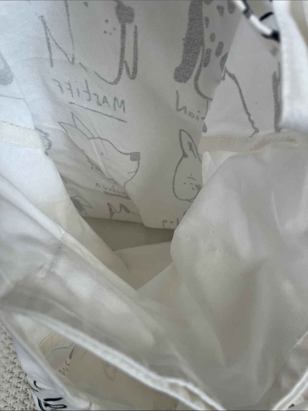 NWT World Market Canvas Dog Breed Tote Bag in White 4 pockets - Picture 11 of 11